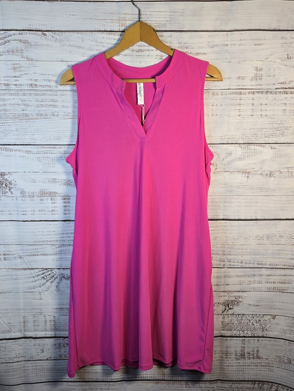 Dear Scarlett Hot Pink Sleeveless Shift Dress Wrinkle Free Career Casual Medium